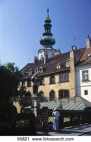 Stock Image - Facade of building, Michael's Gate, Bratislava, Slovakia . Fotosearch