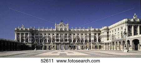 Stock Image - Facade of palace, Madrid Royal Palace, Madrid, Spain . Fotosearch