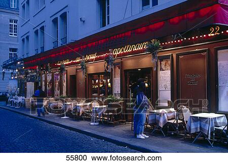 Stock Image - Facade of restaurant, Saint-Germain-Des-Pres, Paris, Ile-De-France, France . Fotosearch