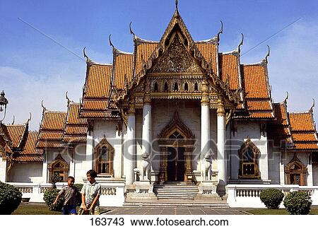 Facade of temple, Wat Benjamabophit, Bangkok, Thailand View Large Photo Image Stock Image - Facade of temple, Wat Benjamabophit, Bangkok, Thailand . Fotosearch