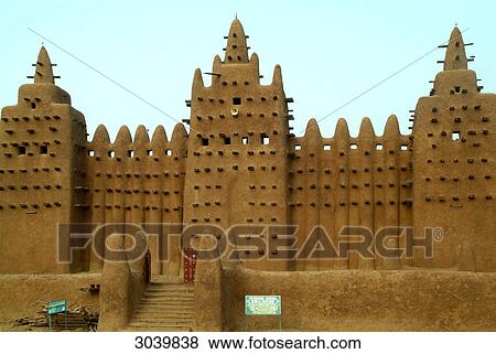 Facade of the Great Mosque in Djenne, Mali View Large Photo Image Stock Photo - Facade of the Great Mosque in Djenne, Mali . Fotosearch