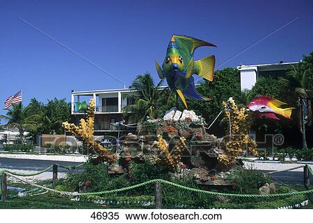 Stock Photography - Fish sculpture in front of motel, Islamorada, Key West, Florida, USA . Fotosearch