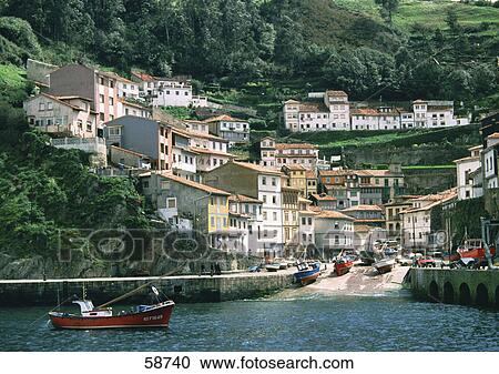 Fishing boats in sea, Cudillero, Asturias, Spain View Large Photo Image Stock Image - Fishing boats in sea, Cudillero, Asturias, Spain . Fotosearch