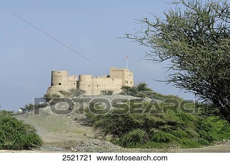 Fort on hill, Fujairah Fort, Fujairah, United Arab Emirates View Large Photo Image Stock Image - Fort on hill, Fujairah Fort, Fujairah, United Arab Emirates . Fotosearch