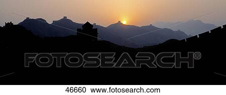 Stock Image - Fortified wall at sunrise, Great Wall Of China, Jinshanling, China . Fotosearch
