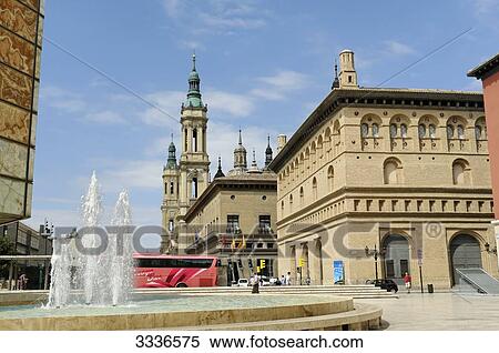 Fountain and the Lonja, Plaza de la Seo, Zaragoza, Spain View Large Photo Image Stock Photography - Fountain and the Lonja, Plaza de la Seo, Zaragoza, Spain . Fotosearch