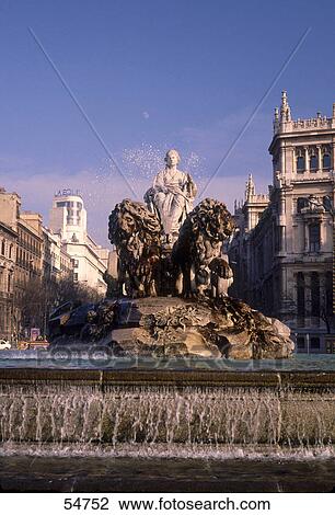 Stock Image - Fountain in city, Plaza de Cibeles, Madrid, Spain . Fotosearch