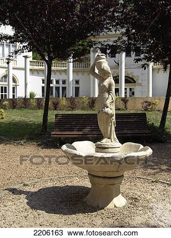 Fountain in front of bench View Large Photo Image Stock Image - Fountain in front of bench . Fotosearch