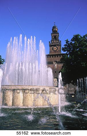 Fountain in front of castle, Milan, Lombardy, Italy View Large Photo Image Stock Image - Fountain in front of castle, Milan, Lombardy, Italy . Fotosearch