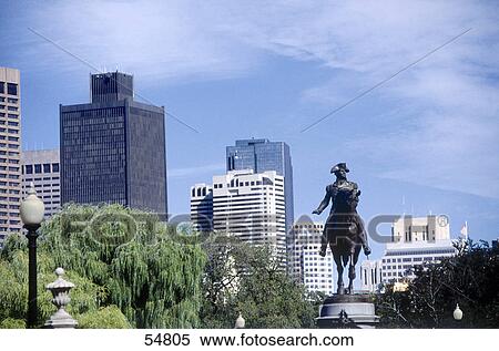 Stock Photography - George Washington's statue in city, Washington Monument, Boston, Massachusetts, USA . Fotosearch
