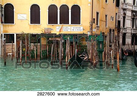 Stock Image - Gondola at harbor, Venice, Veneto, Italy . Fotosearch