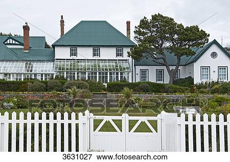 Stock Photo - Government house, Port Stanley, Falkland Islands, South America, America . Fotosearch