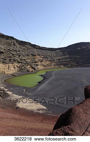 Green lagoon, El Golfo, Lanzarote, Canary Islands, Spain, Europe View Large Photo Image Stock Photo - Green lagoon, El Golfo, Lanzarote, Canary Islands, Spain, Europe . Fotosearch