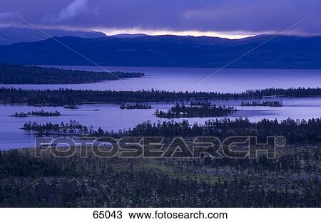 High angle view of a lake at dusk, Lake Femund, Norway View Large Photo Image Stock Image - High angle view of a lake at dusk, Lake Femund, Norway . Fotosearch