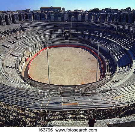 High angle view of amphitheatre, Arles, Bouches-Du-Rhone, Provence-Alpes-Cote D'Azur, France View Large Photo Image Stock Photograph - High angle view of amphitheatre, Arles, Bouches-Du-Rhone, Provence-Alpes-Cote D'Azur, France . Fotosearch