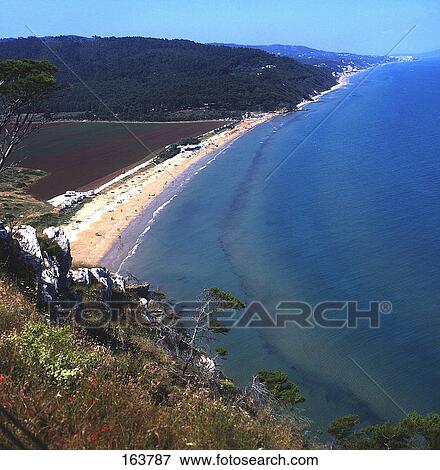 High angle view of coastline, Gargano, Apulia, Italy View Large Photo Image Stock Photo - High angle view of coastline, Gargano, Apulia, Italy . Fotosearch