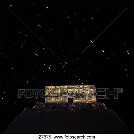 High angle view of pyramid lit up at night, Kukulkan Pyramid, Chichen Itza, Yucatan Peninsula, Mexico View Large Photo Image Stock Photography - High angle view of pyramid lit up at night, Kukulkan Pyramid, Chichen Itza, Yucatan Peninsula, Mexico . Fotosearch