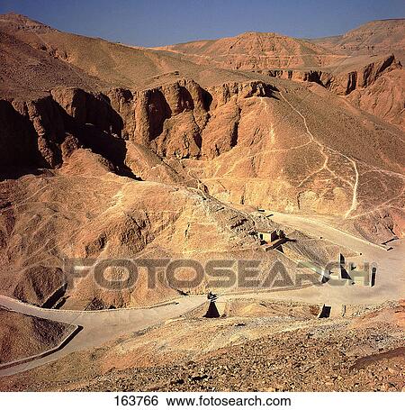 High angle view of road on mountainous area, Valley of the Kings, Thebes, Egypt View Large Photo Image Stock Photograph - High angle view of road on mountainous area, Valley of the Kings, Thebes, Egypt . Fotosearch