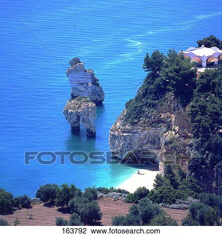 High angle view of rock formation at the coast, Gargano, Apulia, Italy View Large Photo Image Stock Image - High angle view of rock formation at the coast, Gargano, Apulia, Italy . Fotosearch
