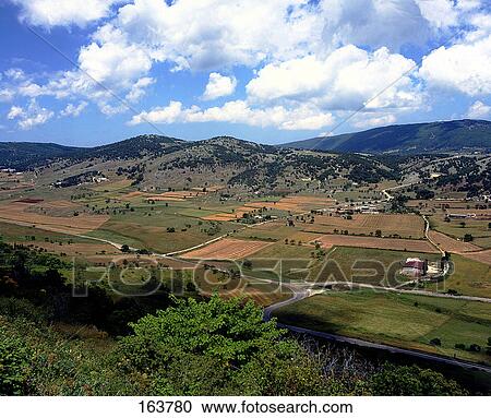 Stock Image - High angle view of rural landscape, Gargano, Apulia, Italy . Fotosearch