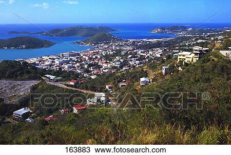 High angle view of town at coast, Charlotte Amalie, St Thomas, US Virgin Islands View Large Photo Image Stock Image - High angle view of town at coast, Charlotte Amalie, St Thomas, US Virgin Islands . Fotosearch