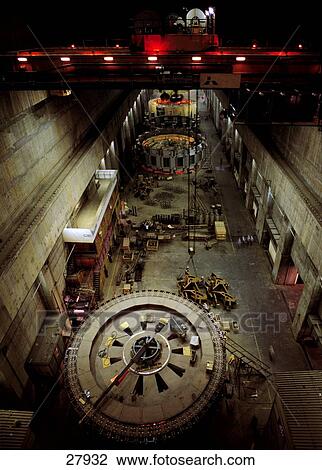 Stock Image - High angle view of turbine hall, Itaipu Dam, Brazil/Paraguay . Fotosearch
