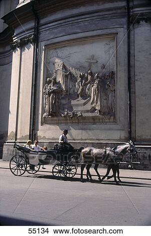 Picture - Horse cart in front of cathedral, St. Stephens Cathedral, Vienna, Austria . Fotosearch