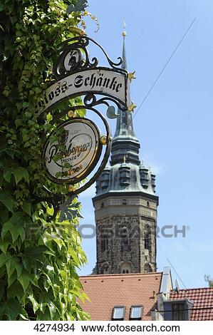 Picture - Hotel Garni and cathedral St. Petri, Bautzen, Germany, Europe . Fotosearch