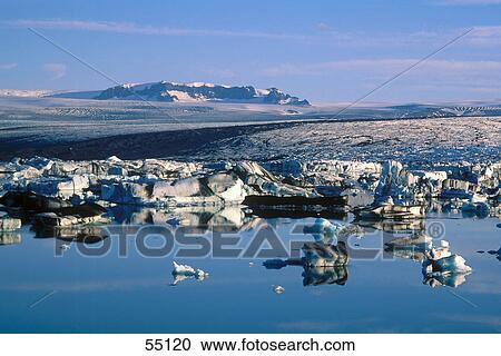 Stock Image - Icebergs in sea, Jokulsarlon Lagoon, Iceland . Fotosearch