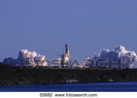 Stock Image - Launching of space shuttle, NASA Kennedy Space Center, Florida, USA . Fotosearch