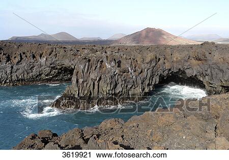 Stock Image - Los Hervideros, Lanzarote, Canary Islands, SPain, Europe . Fotosearch