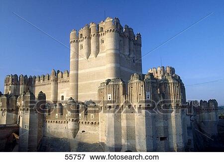 Low angle view of castle, Coca Castle, Segovia, Spain View Large Photo Image Stock Photo - Low angle view of castle, Coca Castle, Segovia, Spain . Fotosearch