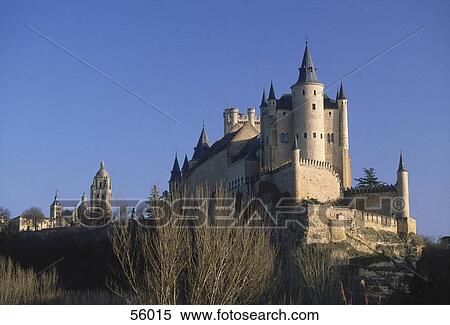 Stock Photography - Low angle view of castle, Segovia, Spain, Europe . Fotosearch
