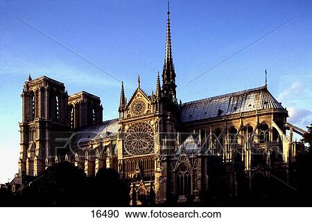 Low angle view of cathedral, Notre Dame, Paris, Ile-De-France, France View Large Photo Image Stock Image - Low angle view of cathedral, Notre Dame, Paris, Ile-De-France, France . Fotosearch