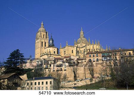 Low angle view of cathedral, Segovia, Spain View Large Photo Image Stock Image - Low angle view of cathedral, Segovia, Spain . Fotosearch