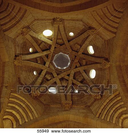 Stock Photo - Low angle view of ceiling of church, Almazan, Soria, Spain, Europe . Fotosearch