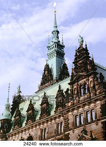 Low angle view of city hall, Hamburg Rathaus, Hamburg, Germany View Large Photo Image Stock Image - Low angle view of city hall, Hamburg Rathaus, Hamburg, Germany . Fotosearch