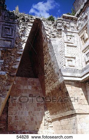 Stock Photo - Low angle view of corbel arch of palace, Governor's Palace, Uxmal, Yucatan, Mexico . Fotosearch