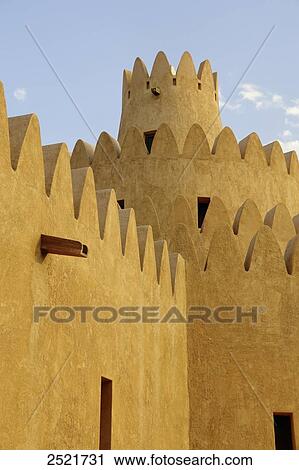 Low angle view of fort, Al Ain Fort. Al Ain, Abu Dhabi, United Arab Emirates View Large Photo Image Stock Image - Low angle view of fort, Al Ain Fort. Al Ain, Abu Dhabi, United Arab Emirates . Fotosearch