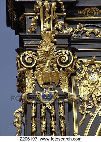 Stock Photo - Low angle view of golden gate, Place Stanislas, Nancy, Meurthe-et-Moselle, Lorraine, France . Fotosearch