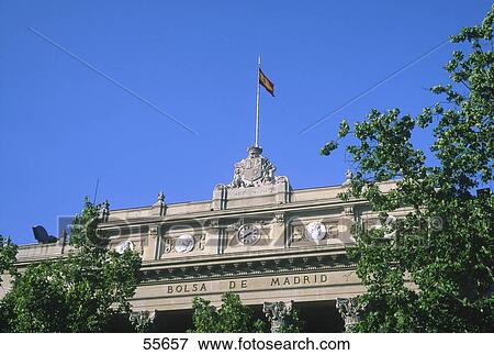 Low angle view of government building, Madrid Stock Exchange, Madrid, Spain View Large Photo Image Stock Photo - Low angle view of government building, Madrid Stock Exchange, Madrid, Spain . Fotosearch