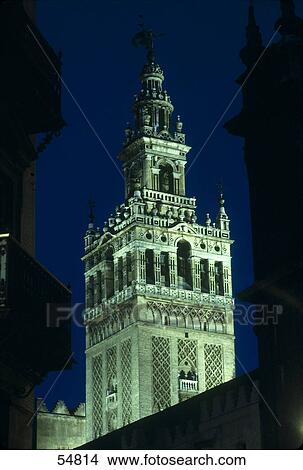 Low angle view of minaret of mosque, La Giralda, Seville, Andalusia, Spain View Large Photo Image Picture - Low angle view of minaret of mosque, La Giralda, Seville, Andalusia, Spain . Fotosearch
