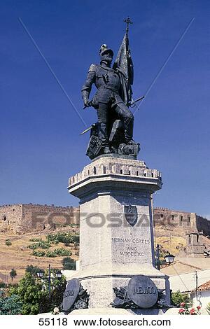 Stock Photo - Low angle view of monument, Hernan Cortes Monument, Medellin, Badajoz Province, Extremadura, Spain . Fotosearch