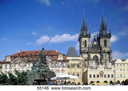 Low angle view of monument, Jan Hus Memorial, Old Town Square, Prague, Czech Republic View Large Photo Image Stock Photograph - Low angle view of monument, Jan Hus Memorial, Old Town Square, Prague, Czech Republic . Fotosearch