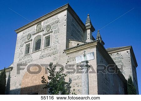 Stock Photograph - Low angle view of palace, Alhambra, Granada, Andalusia, Spain . Fotosearch