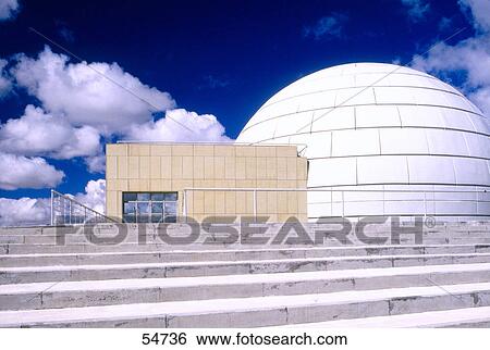 Stock Photograph - Low angle view of planetarium, Madrid, Spain . Fotosearch