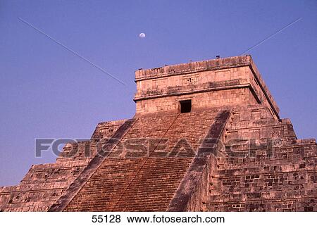 Stock Photo - Low angle view of pyramid, Pyramid Of Kukulcan, Chichen Itza, Yucatan, Mexico . Fotosearch