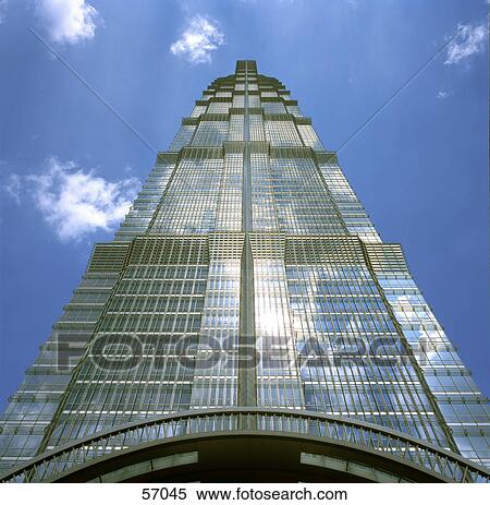 Stock Photography - Low angle view of skyscraper, Pudong, Shanghai, China, Asia . Fotosearch
