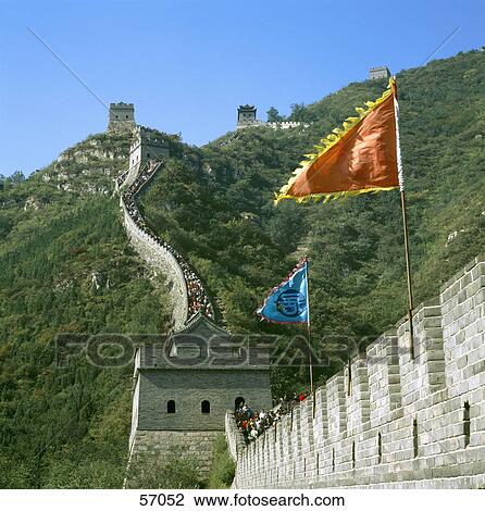 Low angle view of tourists on Great Wall of China, Beijing, China, Asia View Large Photo Image Stock Image - Low angle view of tourists on Great Wall of China, Beijing, China, Asia . Fotosearch