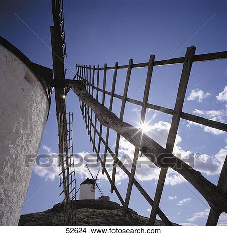 Low angle view of traditional windmill, La Mancha, Toledo, Castilla La Mancha, Spain View Large Photo Image Picture - Low angle view of traditional windmill, La Mancha, Toledo, Castilla La Mancha, Spain . Fotosearch
